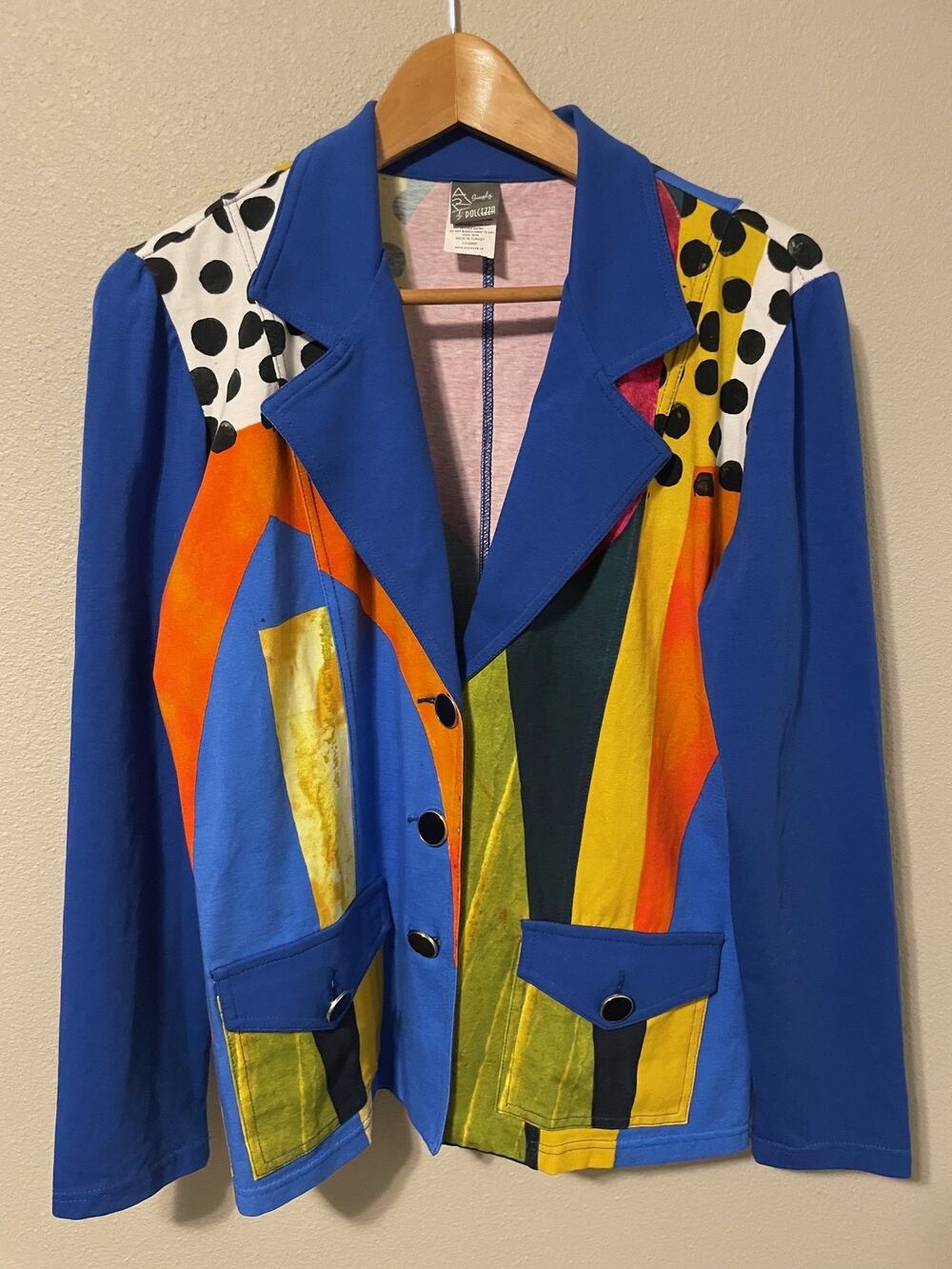 Simply Art By Dolcezza Jacket Womens Medium Multicolor Abstract Button Up Artsy